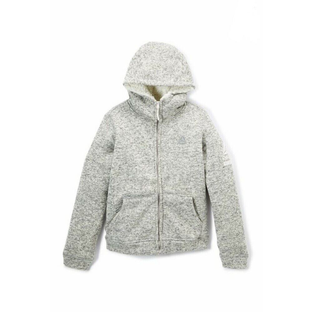Reebok Gray Oatmeal Sherpa Fleece Lined Zip Up Girls’ Hoodie Jacket Size 5/6